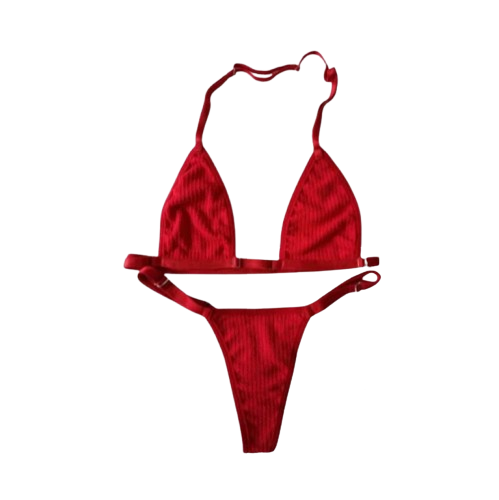 All Pink Ribbed Bikini